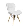 Cadeira Estofada Eiffel Slim Wood Pés de Madeira - Branco - 1