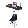 Kit Mesa de Parede Dobrável Suspensa Cadeira Sala Escritorio:onix/onix - 2