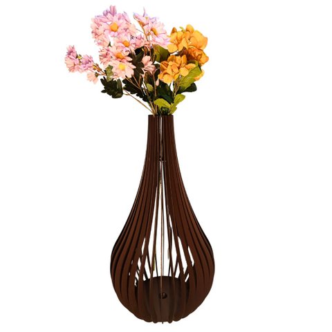 Vaso de Chão Decorativo Grande Capadócia Mdf:preto/60x30cm