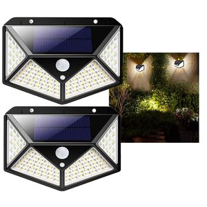 Luminaria Solar Sensor Detecta Presença 100 Led 3 Funçoes Lampada A prova Dagua Iluminaçao