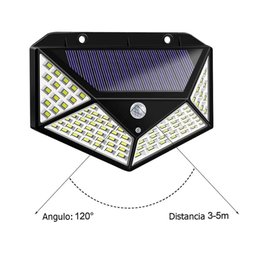 Luminaria Solar Sensor Detecta Presença 100 Led 3 Funçoes Lampada A prova Dagua Iluminaçao - 5