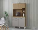 Ver imagem 2 de Cozinha Compacta Armário Organizador Duda 90cm com Gaveta - Damasco/ripado Offwhite