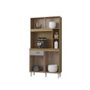 Ver imagem 3 de Cozinha Compacta Armário Organizador Duda 90cm com Gaveta - Damasco/ripado Offwhite