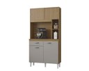 Ver imagem 1 de Cozinha Compacta Armário Organizador Duda 90cm com Gaveta - Damasco/ripado Offwhite