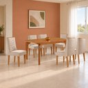 Ver imagem 1 de Conjunto de Mesa de Jantar Dublin 180 Tp MDF Laminado Canto Copo 6 Cadeiras Estela