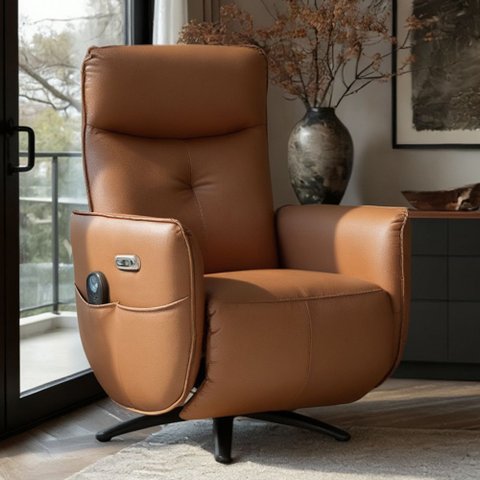 Poltrona de Massagem Reclinável Elétrica com Aquecimento Bravinni L07 Couríssimo Caramelo - Lyam