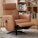Ver imagem 3 de Poltrona de Massagem Reclinável Elétrica com Aquecimento Bravinni L07 Couríssimo Caramelo - Lyam