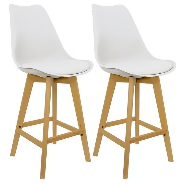 Banqueta Saarinen Wood Branca - Kit com 2