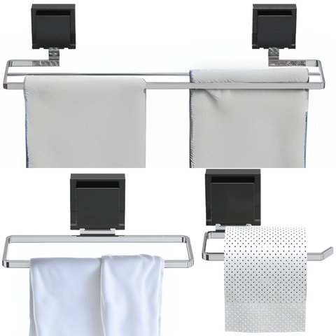 Kit Acessórios Banheiro 3 Peças Ventosa Duplo Cromado Fs.rbt