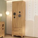 Ver imagem 1 de Guarda-roupa Infantil 62cm 2 Portas com Vidro e 2 Gavetas Suspiro Multimóveis Mp4456 Madeirado