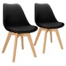 2x Cadeira Charles Eames Leda Design Wood Estofada Base Madeira Preta - 1