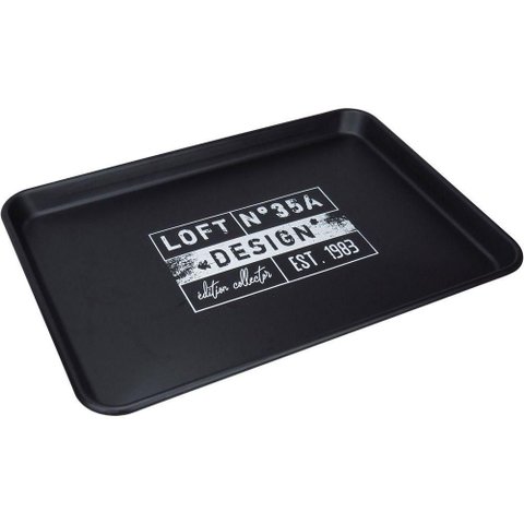 Bandeja Decorativa para Servir Home&co Metal 3x51x36cm Preto
