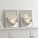 Ver imagem 4 de Kit 2 Quadr Lua Boho Branco Cinza 24x18cm Mold Branca