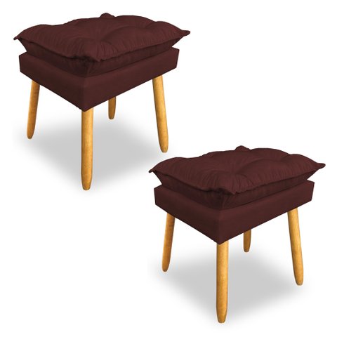 Kit 2 Puffs Decorativo Opala Suede Marsala Pés Palito Sky Mobile