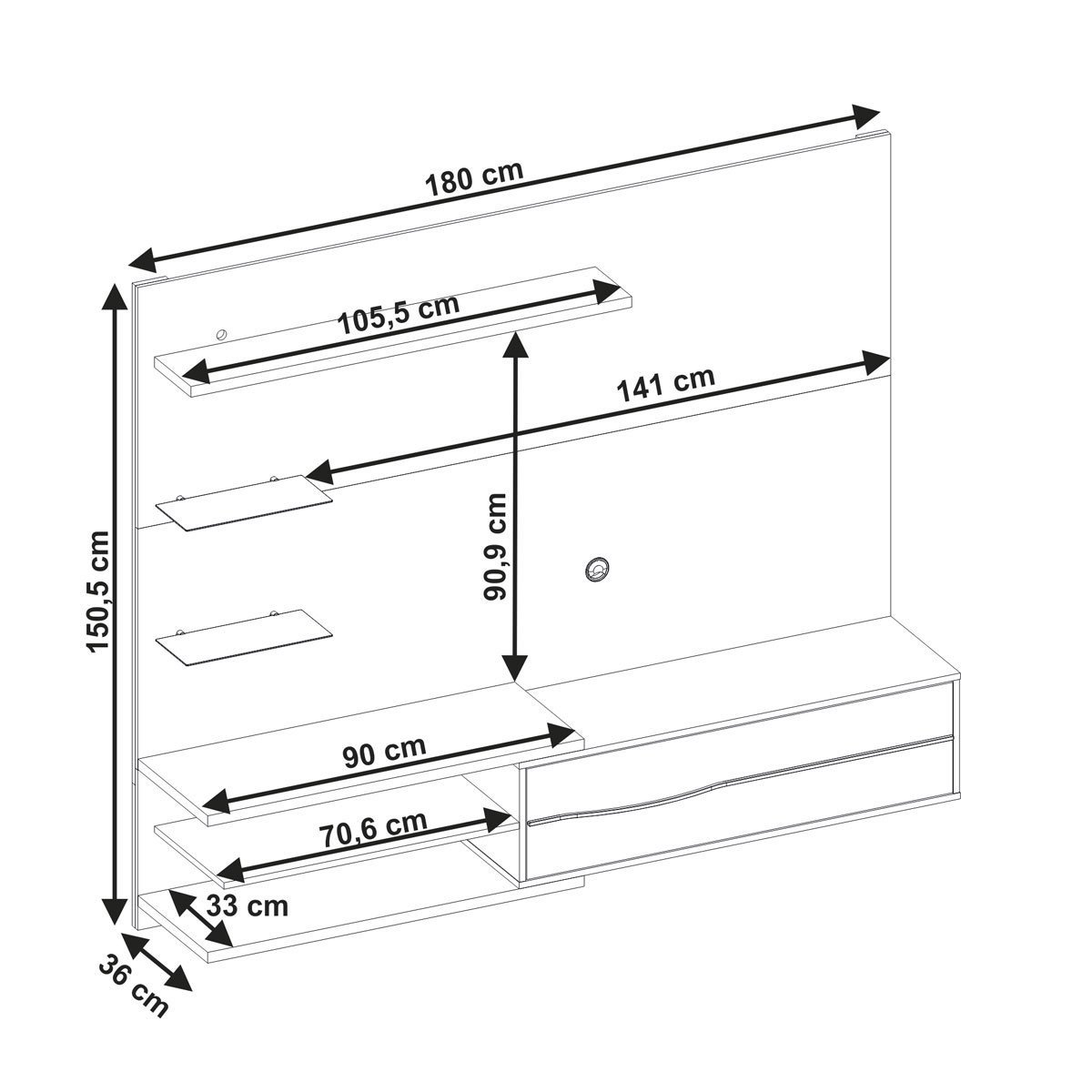 Painel para Tv Nt 1115 Off White com Freijó - Notável - 5