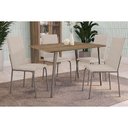 Ver imagem 1 de Conjunto: Mesa Sala Jantar Iguaçu C/ Tampo de Madeira 90cm e 4 Cadeiras Amsterdã Niquel/nude 16 -