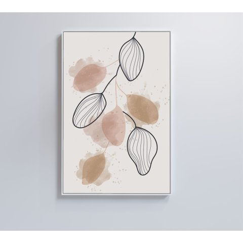 Quadro Abstrato Folhas - 90x60 Cm - Vidro Impresso