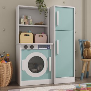 Lavanderia de Brinquedo para Crianças com Armário Infantil 100% Mdf:menta