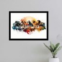 Ver imagem 1 de Quadro Santa Ceia Moderna - Aquarela 45x34cm - com Vidro:moldura Preta