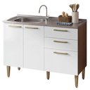 Ver imagem 2 de Balcão de Cozinha com Pia 105 cm 3 Portas 2 Gavetas Rustic/Branco Lille Madesa
