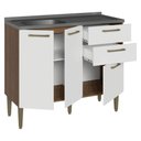 Ver imagem 6 de Balcão de Cozinha com Pia 105 cm 3 Portas 2 Gavetas Rustic/Branco Lille Madesa