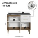 Ver imagem 3 de Balcão de Cozinha com Pia 105 cm 3 Portas 2 Gavetas Rustic/Branco Lille Madesa