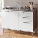 Ver imagem 1 de Balcão de Cozinha com Pia 105 cm 3 Portas 2 Gavetas Rustic/Branco Lille Madesa
