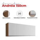 Ver imagem 4 de Armário Aéreo para Cozinha Ambiente Andréia 4 Portas 150cm Amêndoa Branco - Ajl