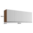 Ver imagem 2 de Armário Aéreo para Cozinha Ambiente Andréia 4 Portas 150cm Amêndoa Branco - Ajl