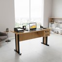 Ver imagem 7 de Mesa de Escritorio 2 Gavetas e Chave 160 Cm Me4193 Amendoa Preto Tecno Mobili Amendoa Preto