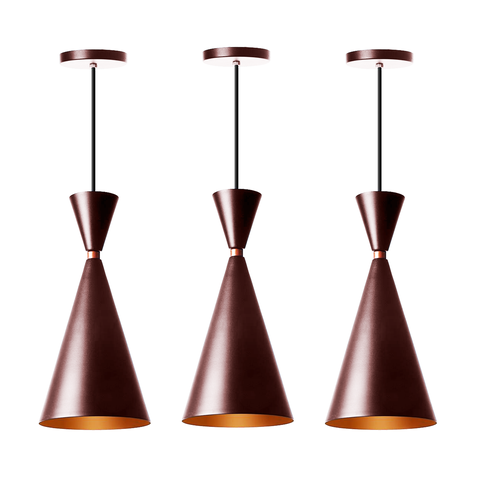 Kit 3 Lustres Pendentes Moscou Para Mesa Balcão Gourmet Cor: Marrom