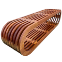 Ver imagem 5 de Banco Oval Ripado em Madeira Maciça 180x40x45 Sudeste Rústico