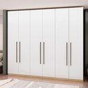 Ver imagem 1 de Guarda Roupa 239 Cm 6 Portas 3 Gavetas e Cabideiros 100% Mdf Cor:savana com Branco