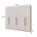 Ver imagem 3 de Guarda Roupa 239 Cm 6 Portas 3 Gavetas e Cabideiros 100% Mdf Cor:savana com Branco
