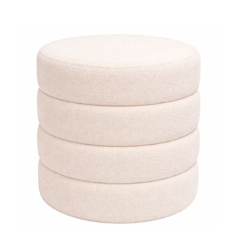 Puff Redondo Layer Bouclé Off White - Sallar Home