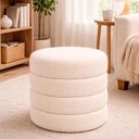 Ver imagem 2 de Puff Redondo Layer Bouclé Off White - Sallar Home