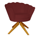 Ver imagem 2 de Kit 2 Poltronas Estofada Com Base Giratória de Madeira Pétala Suede Vermelho Bordo - LM DECOR