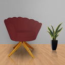 Ver imagem 3 de Kit 2 Poltronas Estofada Com Base Giratória de Madeira Pétala Suede Vermelho Bordo - LM DECOR