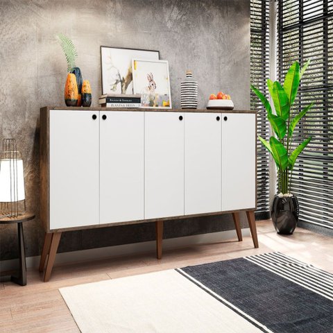 Aparador Buffet Retrô com 5 Portas San Marino Brienza Movelaria
