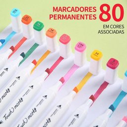 Canetinhas 80 Cores Touch Marcador Permanente Duas Pontas com Estojo - 6