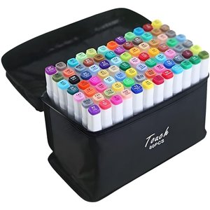 Canetinhas 80 Cores Touch Marcador Permanente Duas Pontas com Estojo
