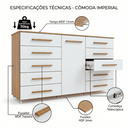 Ver imagem 4 de Cômoda Organizadora Imperial 173cm 10 Gavetas 1 Porta MDP Rodízios Corrediças Telescópicas - Freijó/