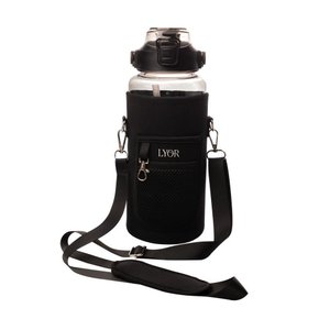 Kit Garrafa Squeeze Policarbonato 2,1l com Case 5 em 1 Preta