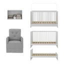 Ver imagem 5 de Berço 3 em 1 com Poltrona Amamentação e Armário Aéreo 2 Portas Multimóveis Mp4147 Branco/cinza