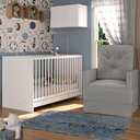 Ver imagem 2 de Berço 3 em 1 com Poltrona Amamentação e Armário Aéreo 2 Portas Multimóveis Mp4147 Branco/cinza