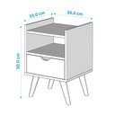 Ver imagem 5 de Mesa de Cabeceira Alice 1 Gaveta Nicho e Pés Retrô - Off White com Freijó