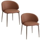 Ver imagem 1 de Cadeira P/ Mesa Jantar Estofada Courino ou Linho 2 unidades Cor:caramelo com Champagne