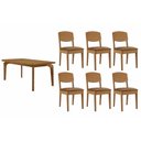 Ver imagem 1 de Conjunto: Mesa de Cozinha Londrina c/ Tampo Madeirado Canto Curvo 180x90cm e 6 Cadeiras Havana