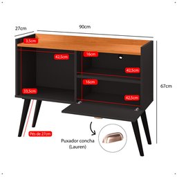 Rack Tv 32" Home Estante Sala Estar Recepção 1 Porta 2 Nichos Pés Retrô Decoração Moderna - - 7