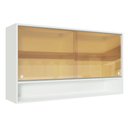 Ver imagem 1 de Armário de Cozinha Aéreo 2 Portas de Correr de Vidro Reflex e 1 Nicho Branco Glamy Madesa